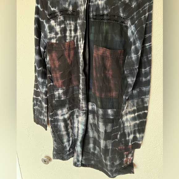 Anthropologie Burning Torch Plaid Tie Dye Burnout Button Down Tunic Dress - Picture 8 of 16
